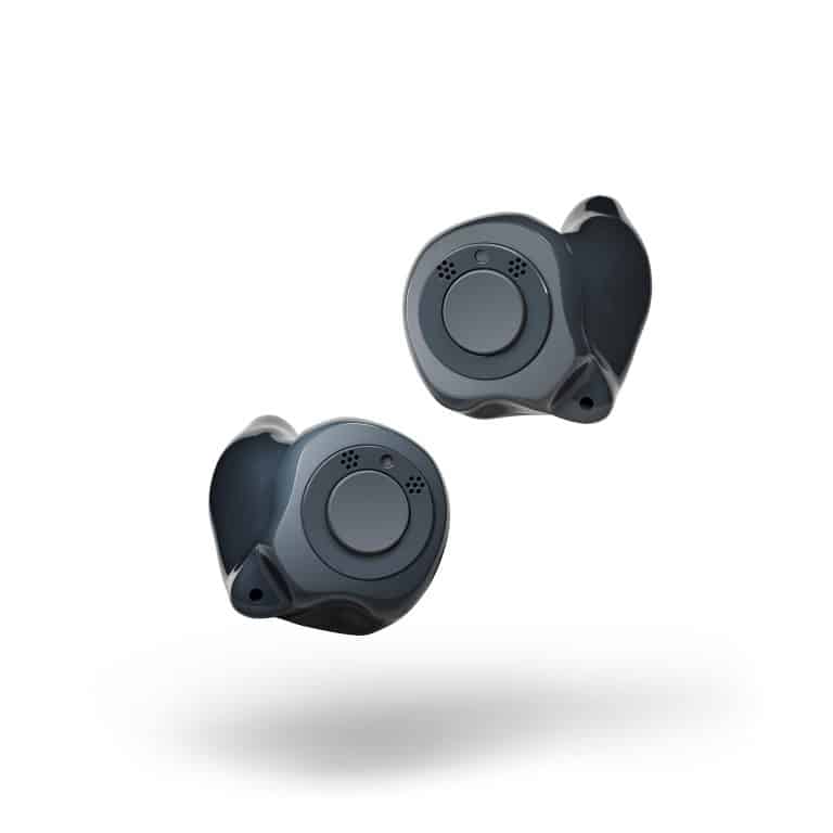 A custom pair of rechargeable, bluetooth connected Hearing Aids by ReSound.